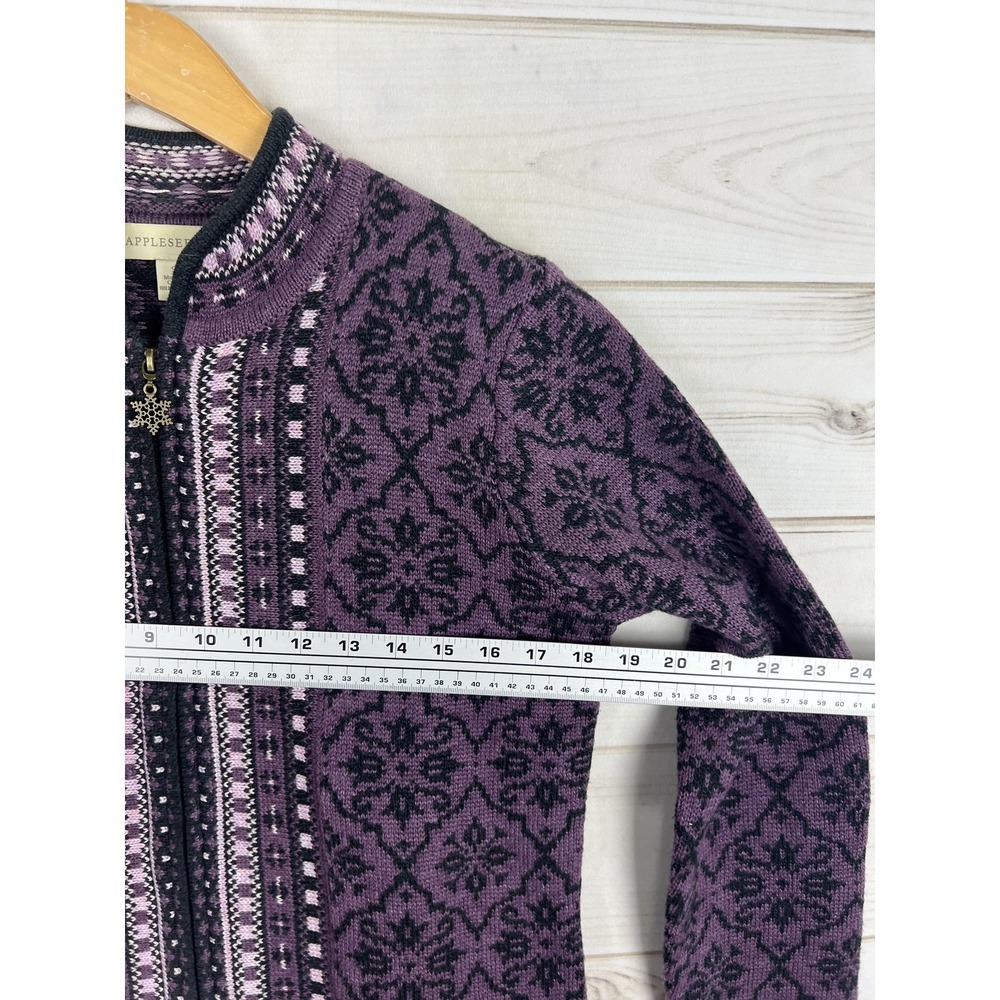 Appleseed's Sweater Womens Small Fair Isle Zip Knit Wool Blend Floral Pullover - Picture 5 of 7